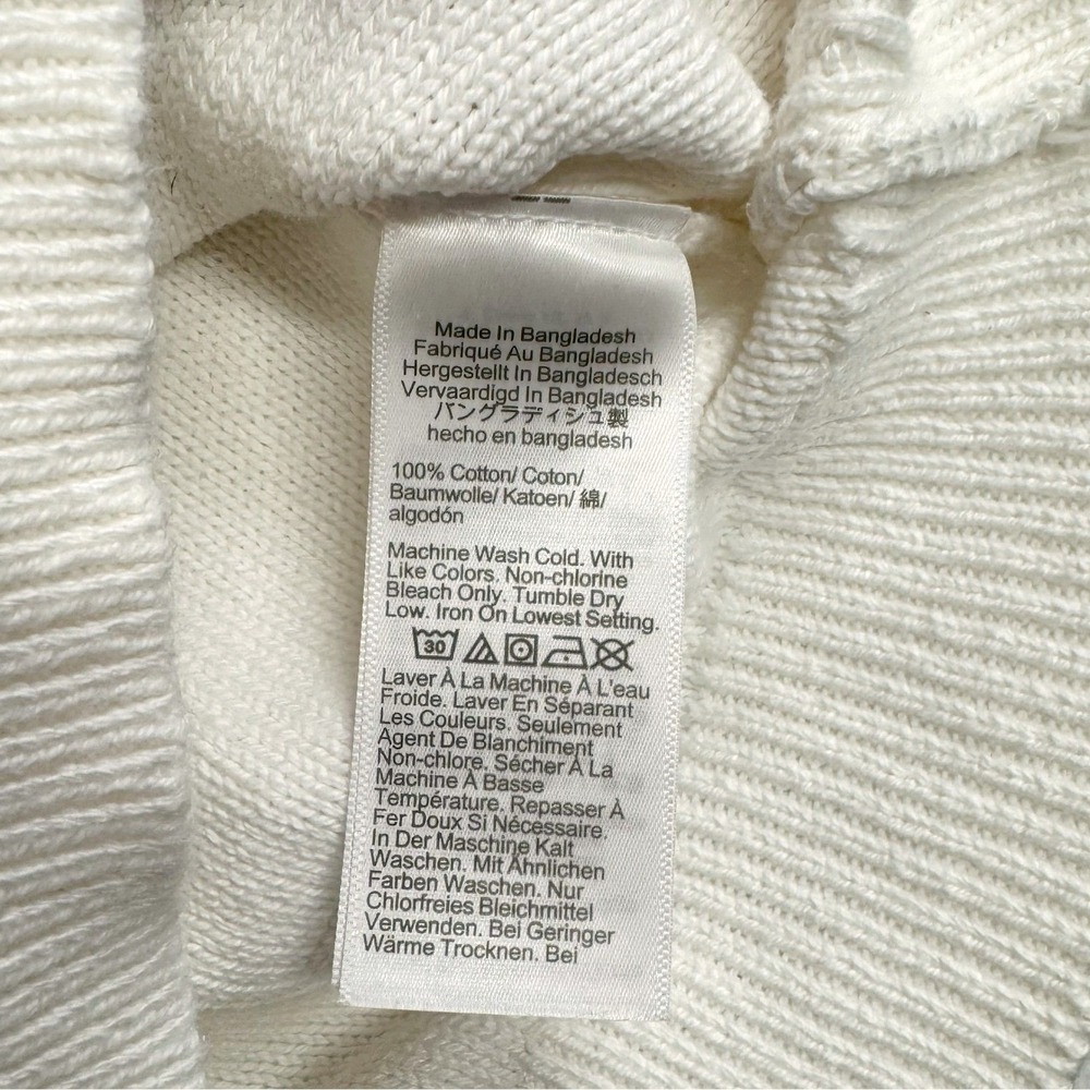 J.Crew Sweater‎ Women Medium White Heart Cable Knit Ruffle Neck Preppy Coquette - Picture 5 of 6
